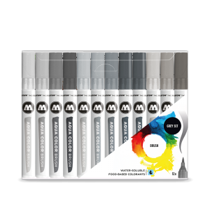 סט מרקר אקוורל אפורים  - MOLOTOW AQUA COLOR BRUSH